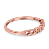 Hearts Band Rhodium Plated Ring Solid 925 Sterling Silver (3mm)