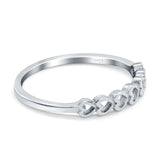 Hearts Band Rhodium Plated Ring Solid 925 Sterling Silver (3mm)