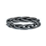 Celtic Weave Wire Rope Style Ring Oxidized Band Solid 925 Sterling Silver Thumb Ring (3.5mm)