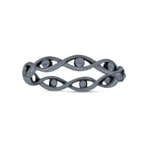 Infinity Bead Evil Eye Stackable Ring Oxidized Band Solid 925 Sterling Silver Thumb Ring (3mm)