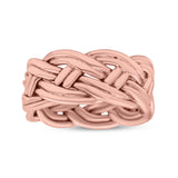 Eternity Rope Celtic Woven Knot Infinity Braided Style Ring Design Oxidized Band Solid 925 Sterling Silver Thumb Ring (8mm)