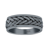 Braided Style Celtic Eternity Ring Spinner Style Oxidized Band Solid 925 Sterling Silver Thumb Ring (7mm)