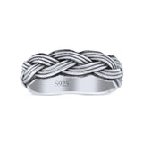 Braided Trending Modern Thick Celtic Woven Design Oxidized Band Solid 925 Sterling Silver Thumb Ring 5mm(0.19)