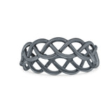Braided Style Full Eternity Infinity Ring Oxidized Band Solid 925 Sterling Silver 7mm