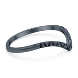 V Shape Ring Oxidized Band Solid 925 Sterling Silver Thumb Ring (7mm)