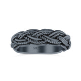 Multi Braided Twisted Rope Woven Knot Oxidized Band Solid 925 Sterling Silver Thumb Ring 6mm