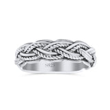 Multi Braided Twisted Rope Woven Knot Oxidized Band Solid 925 Sterling Silver Thumb Ring 6mm