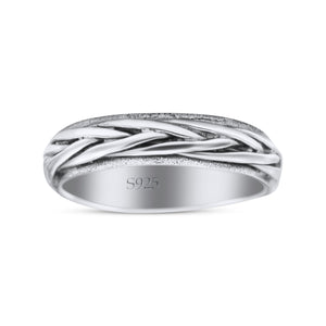 Thin Braided Band Chain Wire Style Ring Oxidized Band Solid 925 Sterling Silver Thumb Ring (4mm)