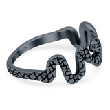 Snake Ring Oxidized Band Solid 925 Sterling Silver (6mm)