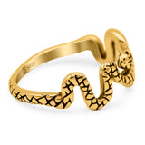 Snake Ring Oxidized Band Solid 925 Sterling Silver (6mm)