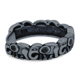 Elephants Ring Oxidized Band Solid 925 Sterling Silver (5mm)