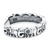 Elephants Ring Oxidized Band Solid 925 Sterling Silver (5mm)