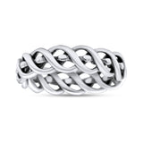 Infinity Twisted Rope Style Braided Oxidized Band Solid 925 Sterling Silver Thumb Ring 5mm