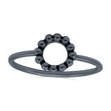 Circle Ring Oxidized Band Solid 925 Sterling Silver (8mm)