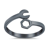 Mechanical Wrench Band Plain Ring 925 Sterling Silver