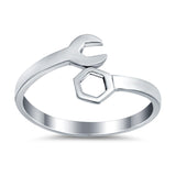 Mechanical Wrench Band Plain Ring 925 Sterling Silver