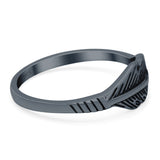 Feather Ring Oxidized Band Solid 925 Sterling Silver Thumb Ring (7mm)