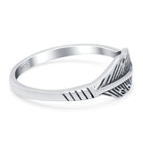 Feather Ring Oxidized Band Solid 925 Sterling Silver Thumb Ring (7mm)