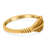 Feather Ring Oxidized Band Solid 925 Sterling Silver Thumb Ring (7mm)