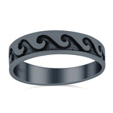 Wave Ring Oxidized Band Solid 925 Sterling Silver Thumb Ring (5mm)