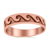 Wave Ring Oxidized Band Solid 925 Sterling Silver Thumb Ring (5mm)