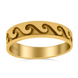 Wave Ring Oxidized Band Solid 925 Sterling Silver Thumb Ring (5mm)