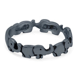 Elephants Ring Oxidized Band Solid 925 Sterling Silver Thumb Ring (4mm)