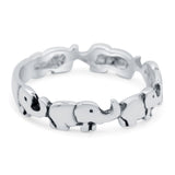 Elephants Ring Oxidized Band Solid 925 Sterling Silver Thumb Ring (4mm)
