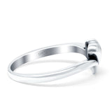 Heart V Shape Ring Oxidized Band Solid 925 Sterling Silver (7mm)