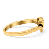 Heart V Shape Ring Oxidized Band Solid 925 Sterling Silver (7mm)