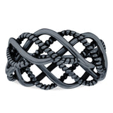 Celtic Weave Crisscross Braid Ring Oxidized Band Solid 925 Sterling Silver (7mm)