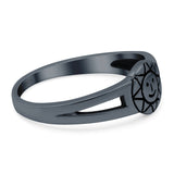 Smiling Sun Ring Oxidized Band Solid 925 Sterling Silver Thumb Ring (7mm)