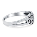 Smiling Sun Ring Oxidized Band Solid 925 Sterling Silver Thumb Ring (7mm)