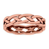 Braid Ring Oxidized Band Solid 925 Sterling Silver (5mm)
