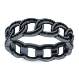 Chain Ring Oxidized Band Solid 925 Sterling Silver Thumb Ring (6mm)
