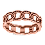 Chain Ring Oxidized Band Solid 925 Sterling Silver Thumb Ring (6mm)