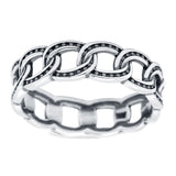 Chain Ring Oxidized Band Solid 925 Sterling Silver Thumb Ring (6mm)