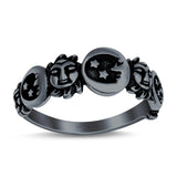 Moon and Sun Ring Band Oxidized Round 925 Sterling Silver (8mm)