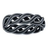 Crisscross Ring Oxidized Band Solid 925 Sterling Silver (5mm)