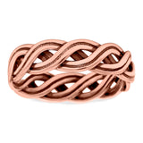 Crisscross Ring Oxidized Band Solid 925 Sterling Silver (5mm)