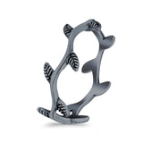 Vine Ring Oxidized Band Solid 925 Sterling Silver Thumb Ring (7mm)