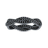 Infinity Weave Twisted Leaf Style Oxidized Band Solid 925 Sterling Silver Thumb Ring (4mm)