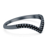 V Ring Oxidized Band Solid 925 Sterling Silver Thumb Ring (5mm)