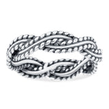 Braided Band Ring Oxidized Band Solid 925 Sterling Silver (5mm)