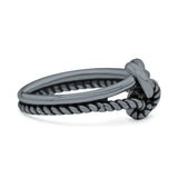 Stylish Loop Knot Rope and Infinity Double Row Oxidized Band Thumb Ring (10mm)