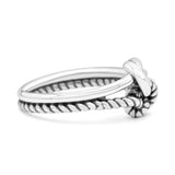 Stylish Loop Knot Rope and Infinity Double Row Oxidized Band Thumb Ring (10mm)