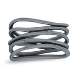 Vintage Five-Row Wavy Stackable Ring Designer Oxidized (11mm)