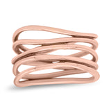Vintage Five-Row Wavy Stackable Ring Designer Oxidized (11mm)