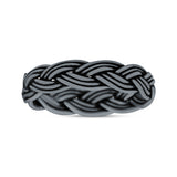 Classic Braided Style Weave Rope Knot Oxidized Band Thumb Ring (4mm)