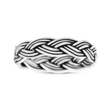 Classic Braided Style Weave Rope Knot Oxidized Band Thumb Ring (4mm)